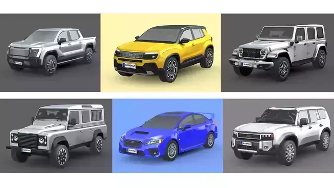 Low-Poly Car Pack 010 - Off-Road Icon 3D Model Collection