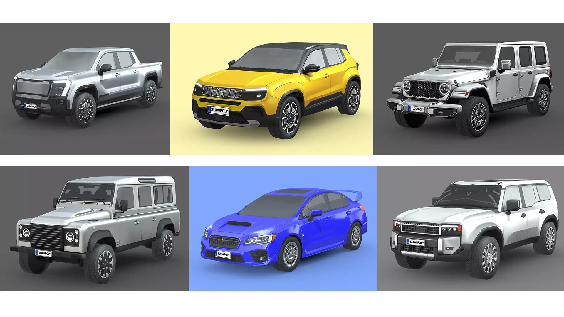 Low-Poly Car Pack 010 - Off-Road Icon 3D Model Collection_0