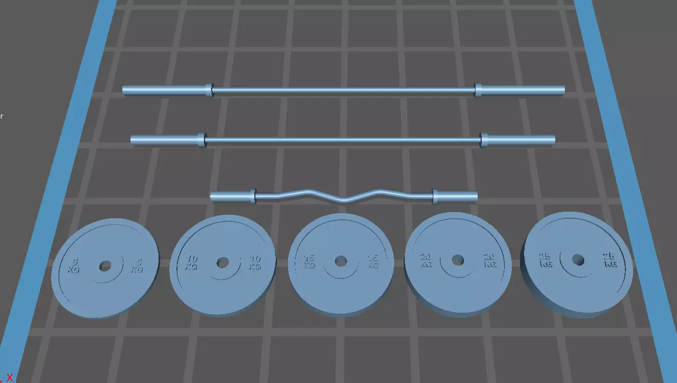 Weightlift olympic barbell EZbar olympic plates 3D print model_0