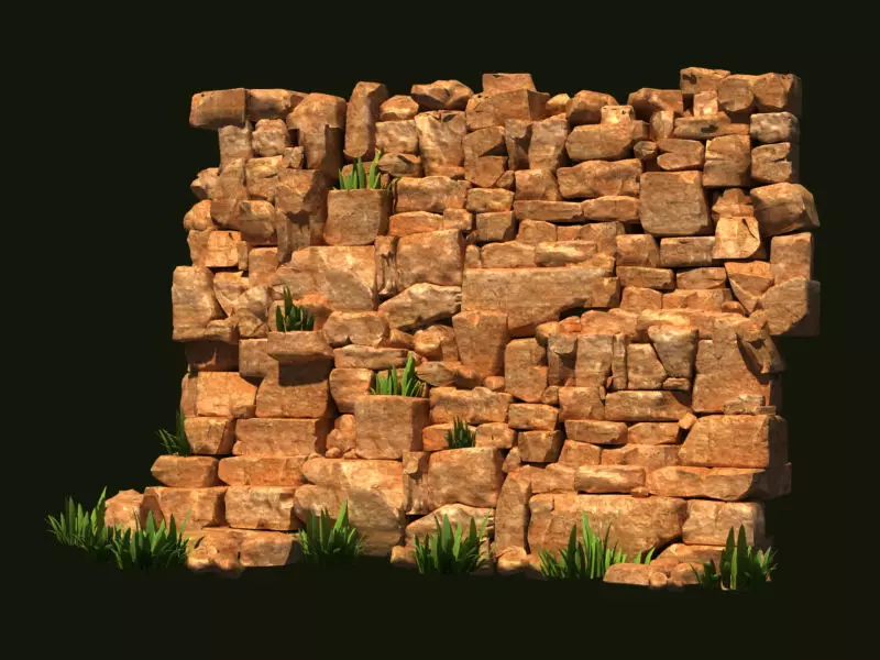 ncient scenes Cartoon well Rubble walls stone 3D model