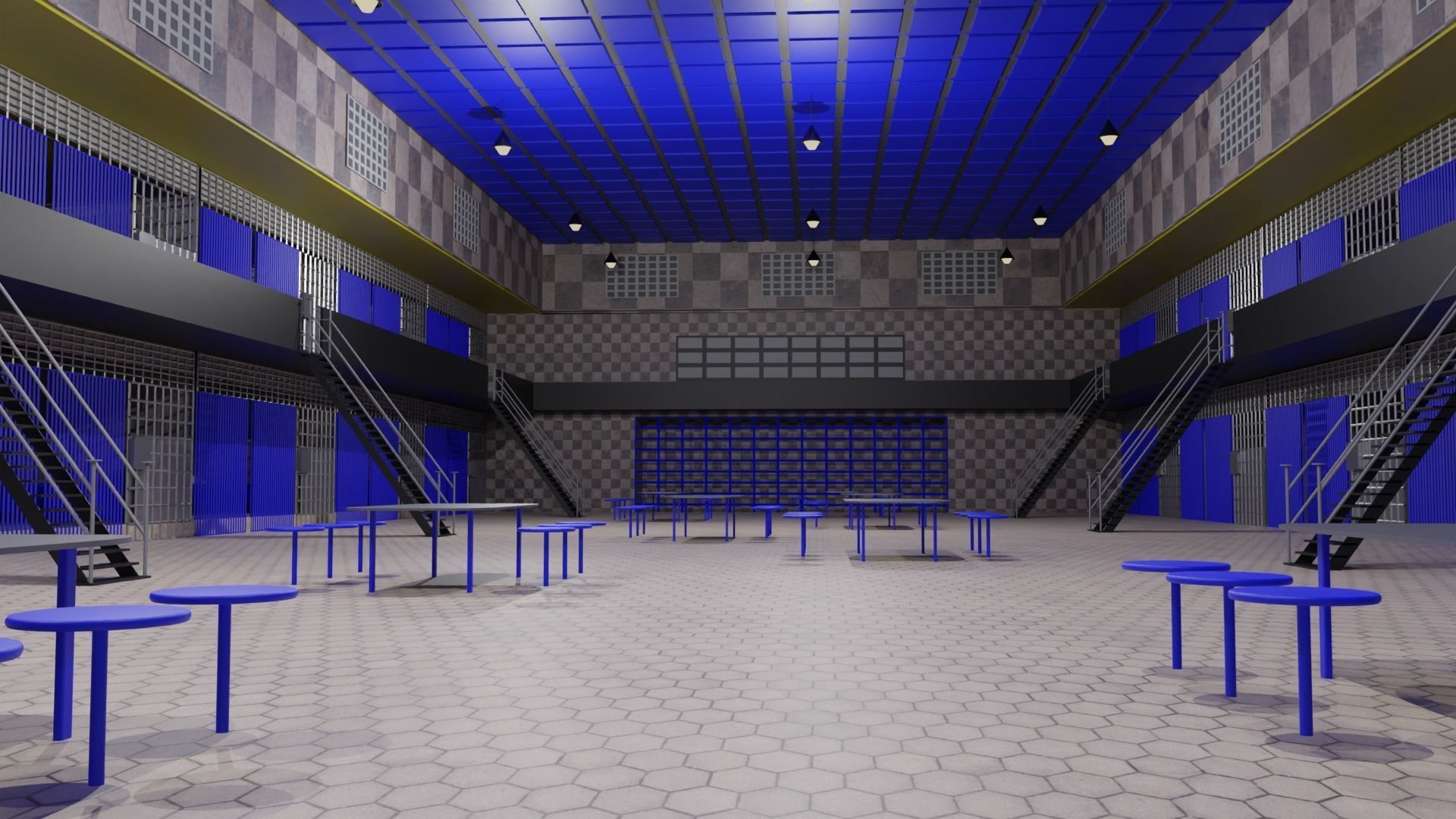 Prison Interior Low-poly 3D model_5