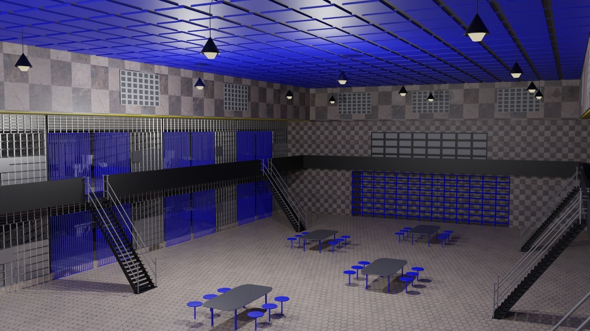 Prison Interior Low-poly 3D model_4