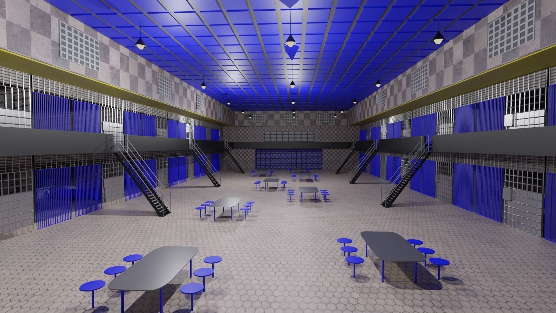 Prison Interior Low-poly 3D model_1