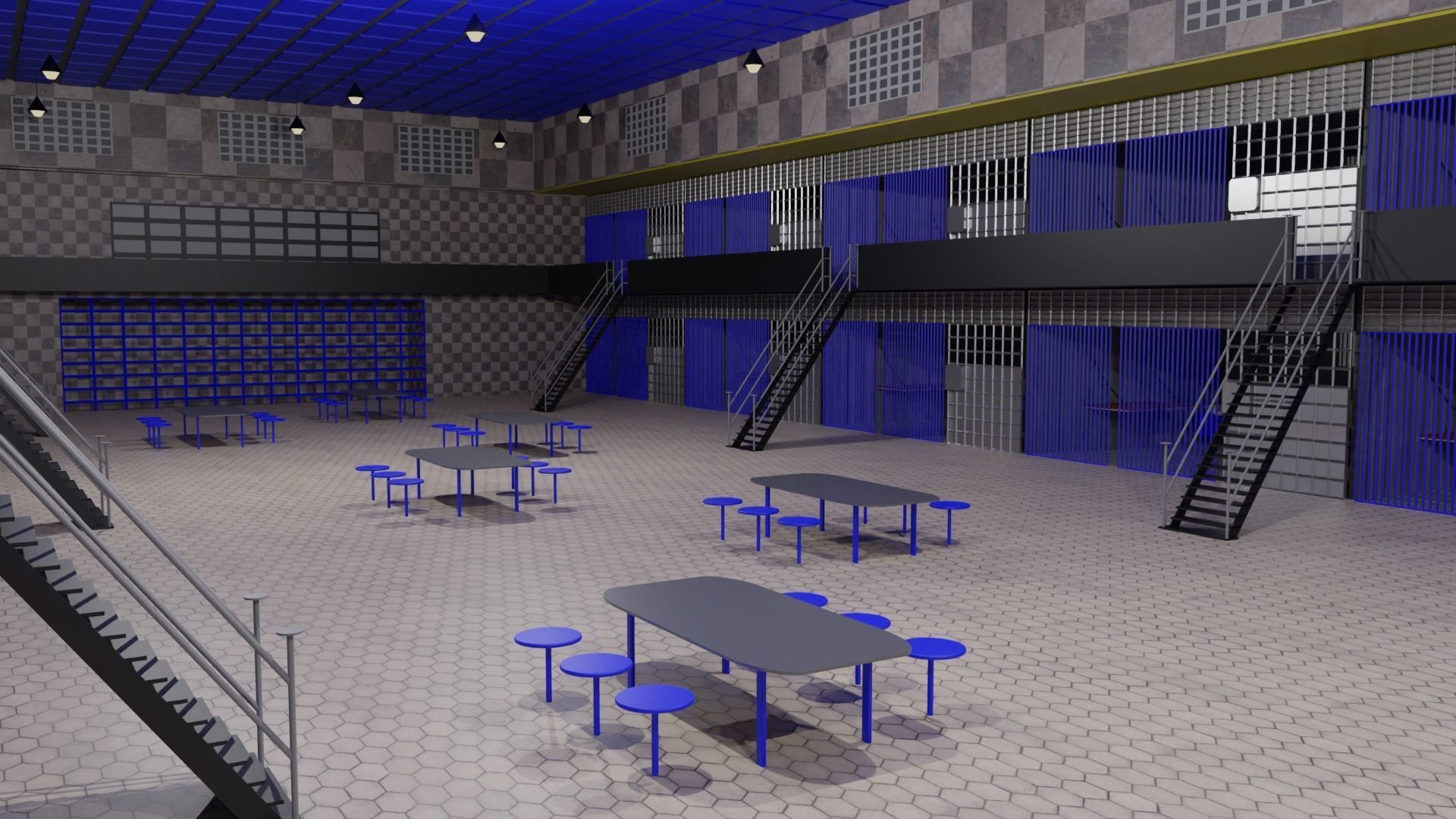 Prison Interior Low-poly 3D model_6