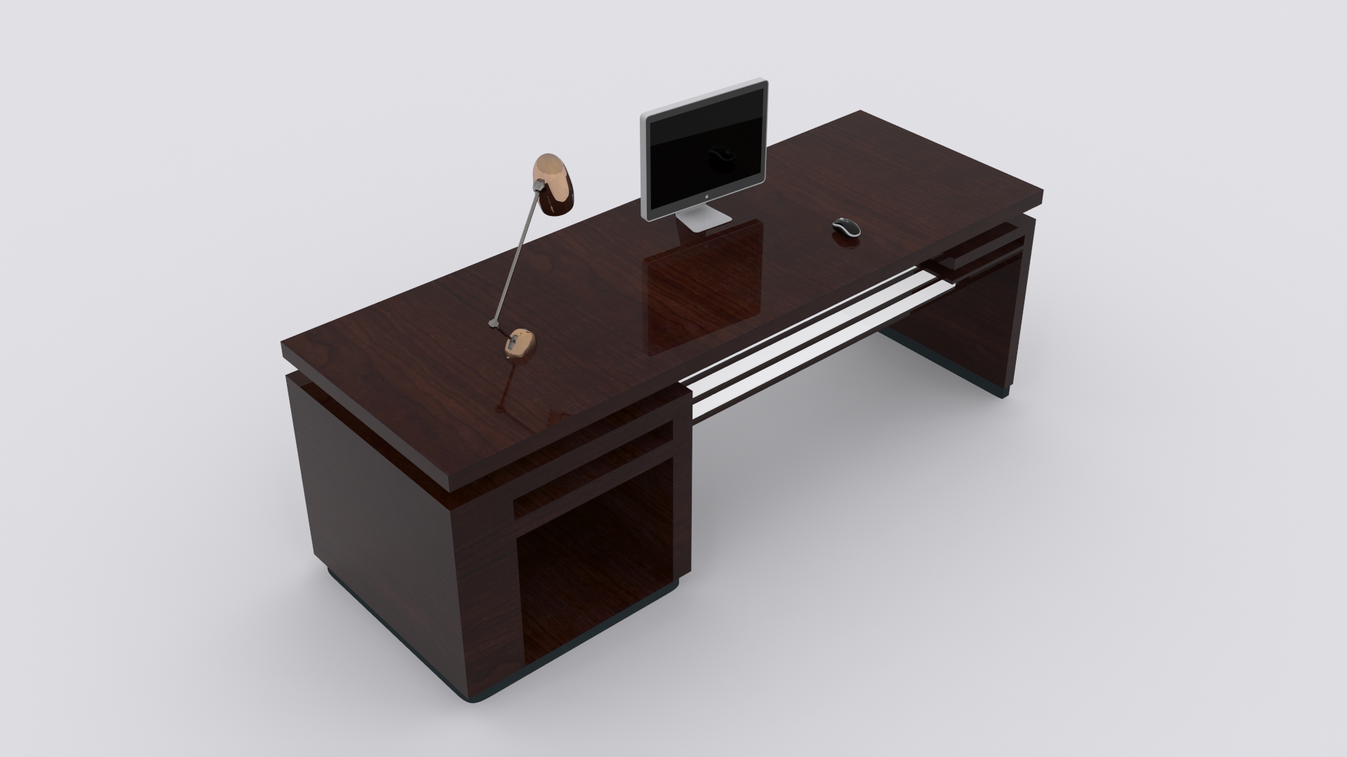 Computer Desk Low-poly 3D model_2