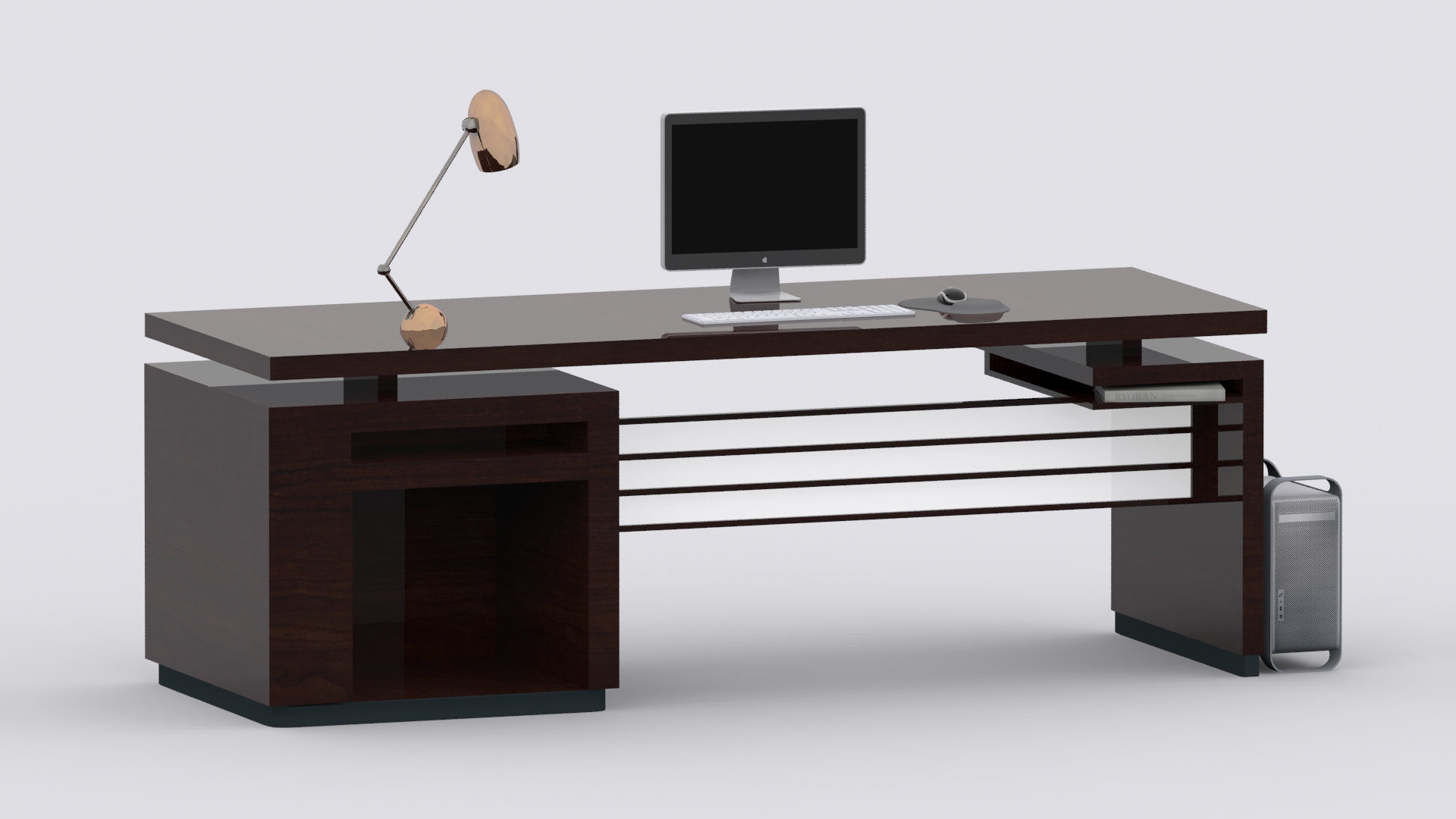 Computer Desk Low-poly 3D model_6
