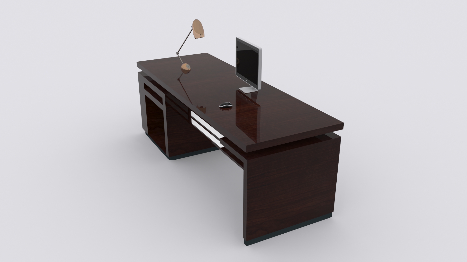 Computer Desk Low-poly 3D model_4