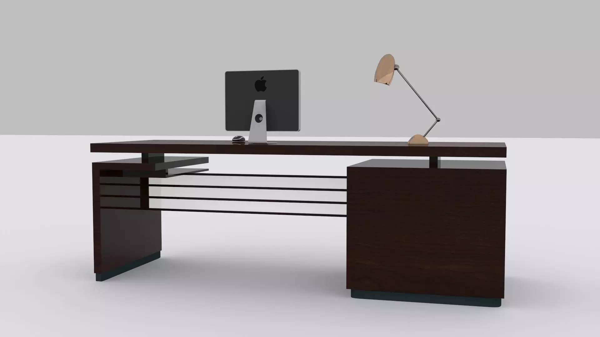 Computer Desk Low-poly 3D model_0
