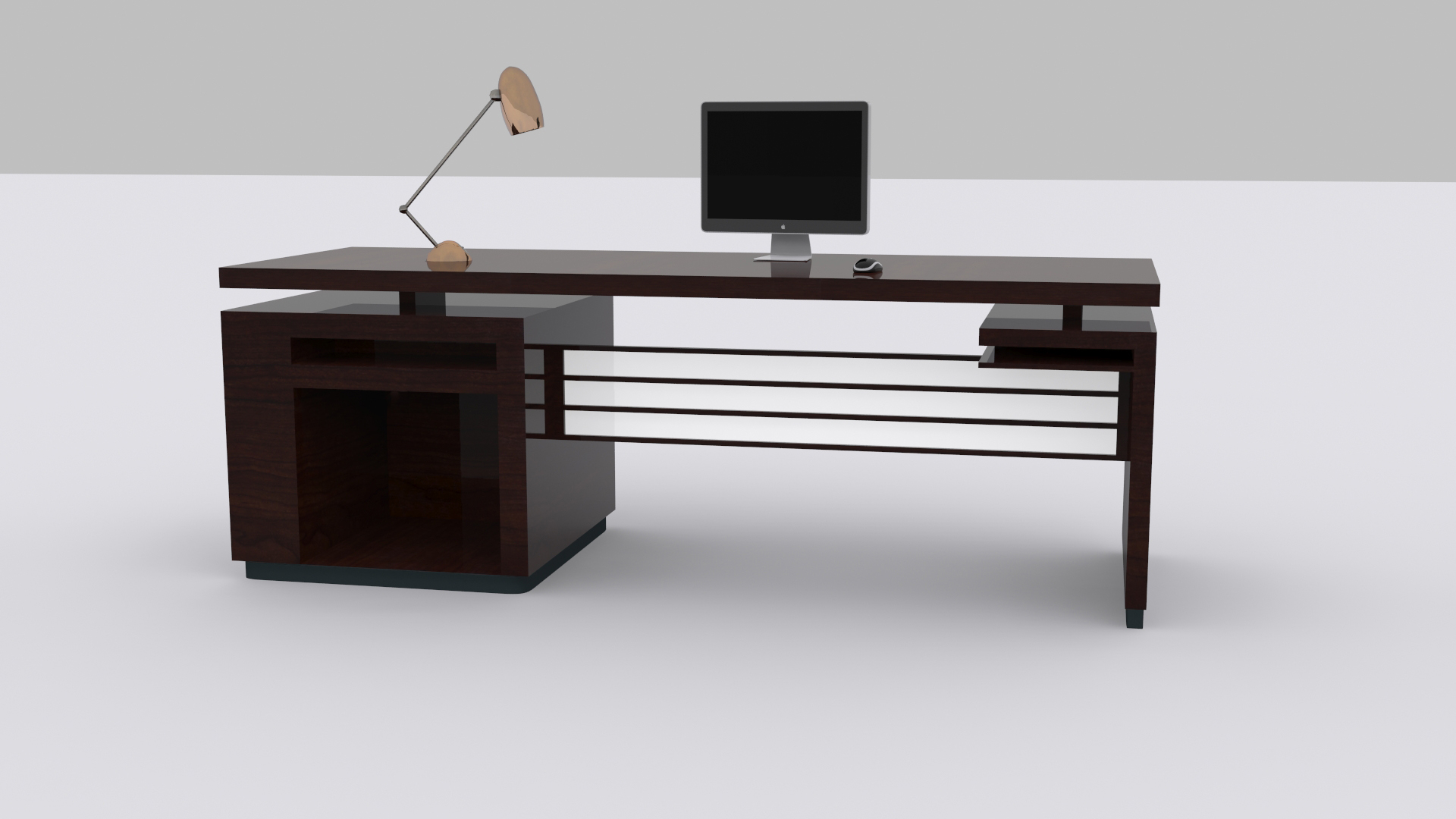 Computer Desk Low-poly 3D model_3