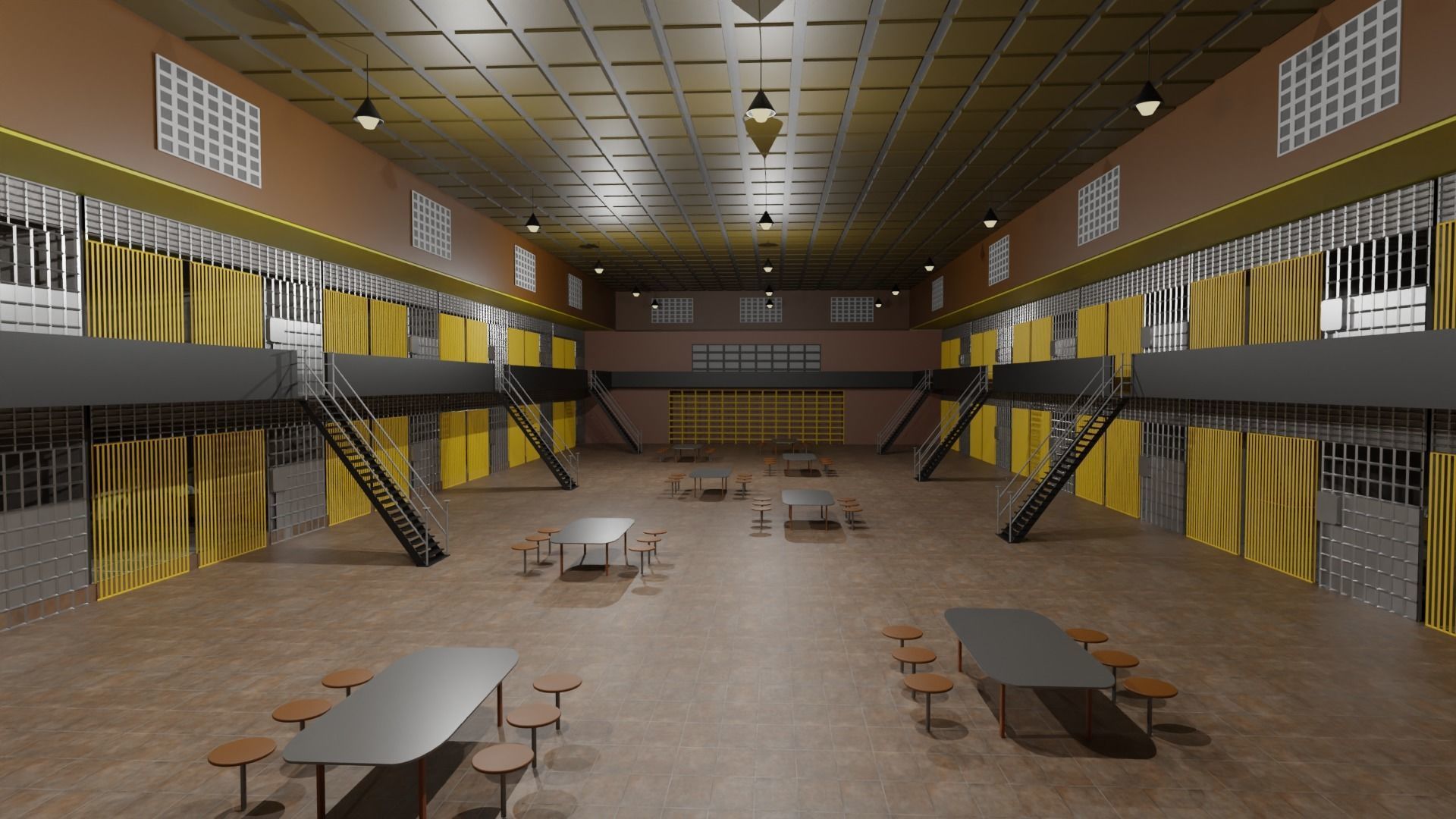 Prison Interior Low-poly 3D model_1