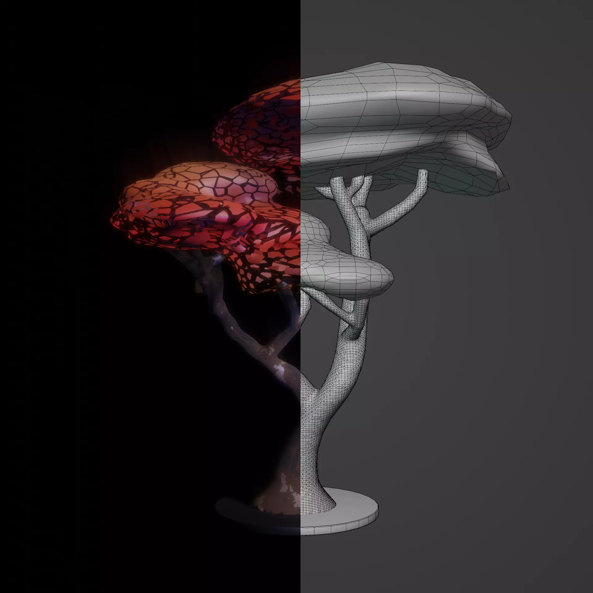 Stylized Japanese Maple Tree Low-poly 3D model_0