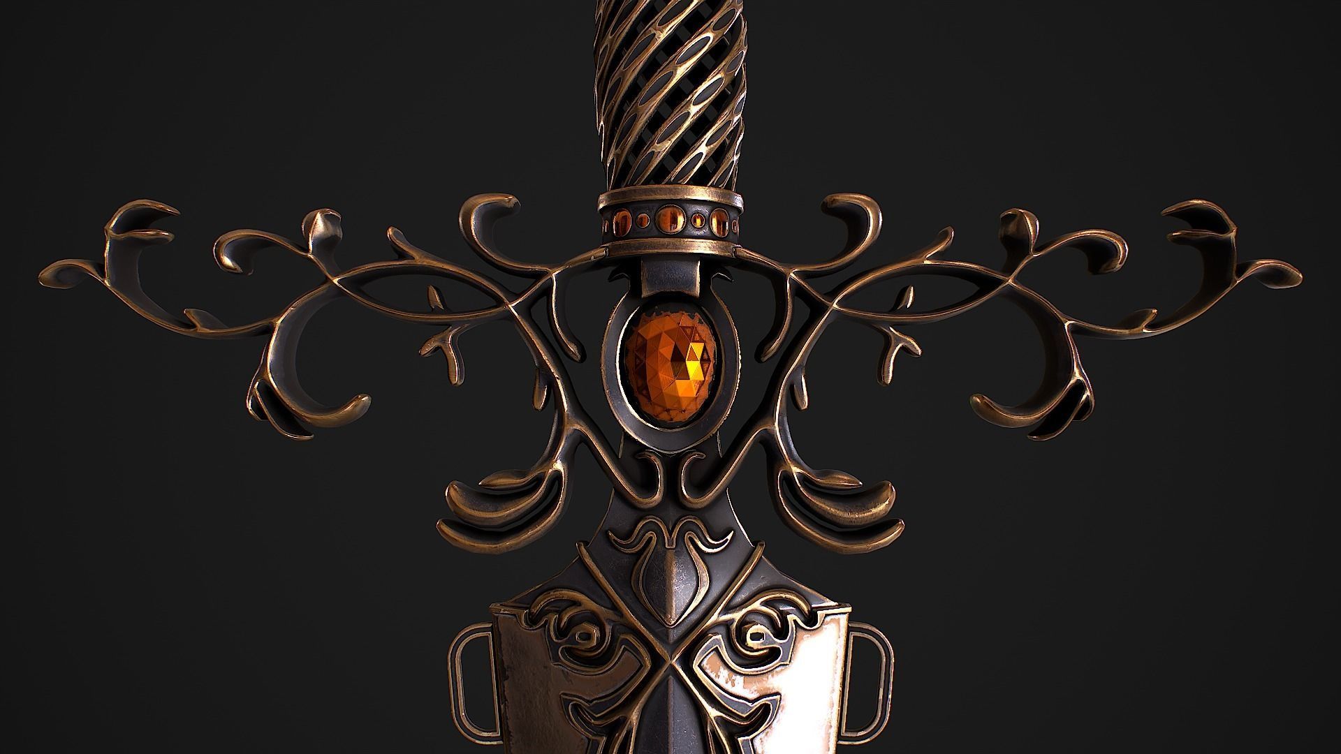 Fantasy Sword 27 With Scabbard 3D Model Low-poly 3D model_10