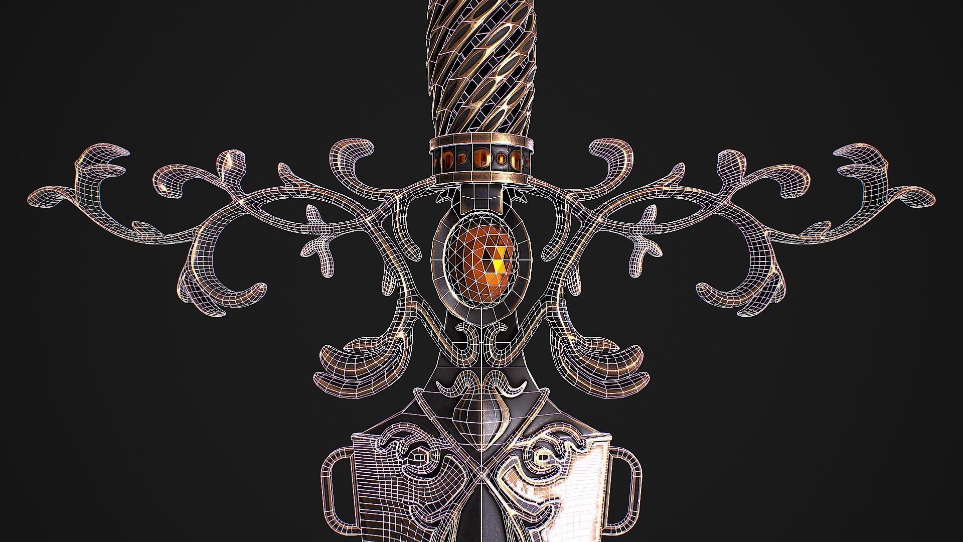 Fantasy Sword 27 With Scabbard 3D Model Low-poly 3D model_11