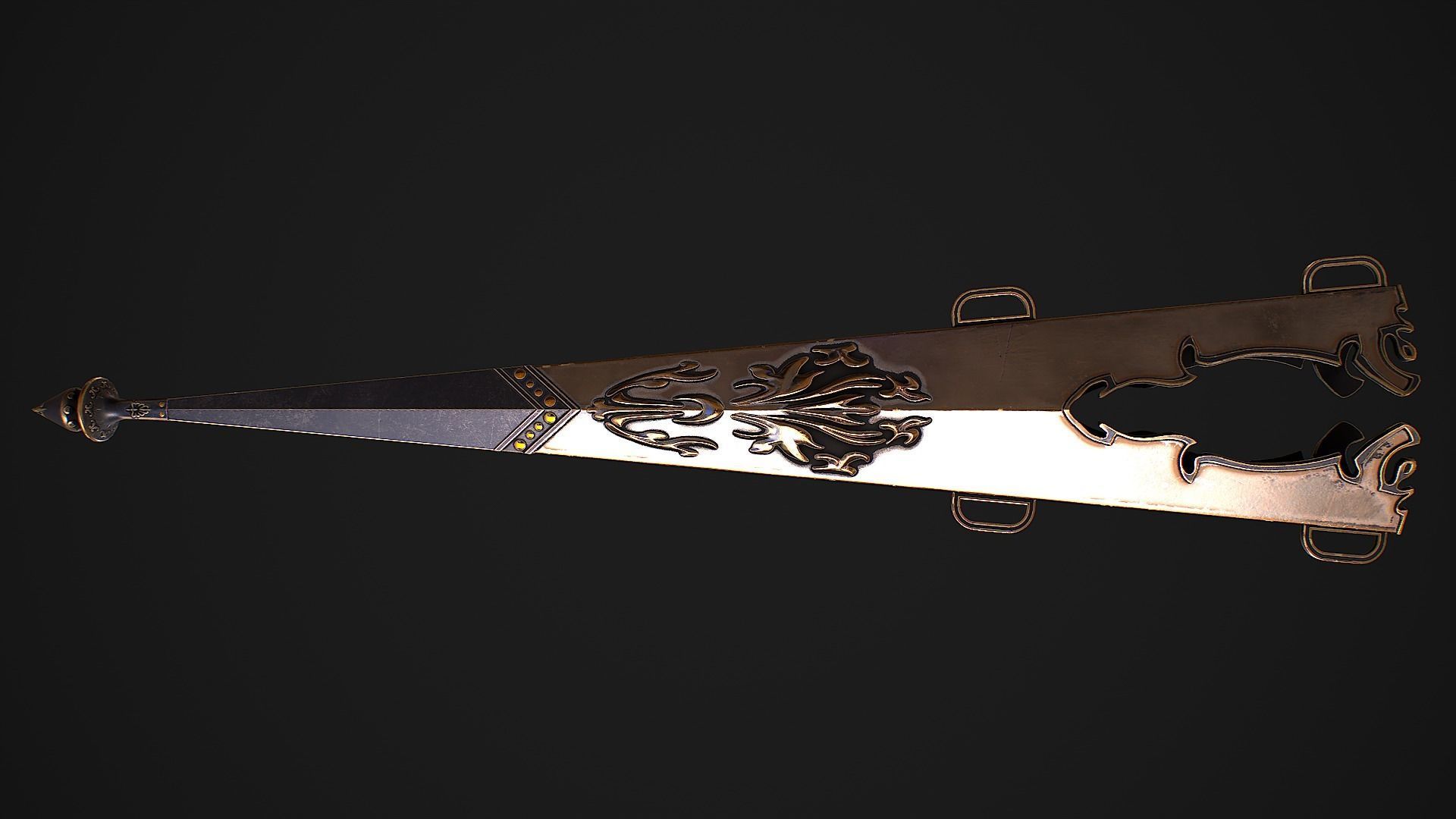 Fantasy Sword 27 With Scabbard 3D Model Low-poly 3D model_8