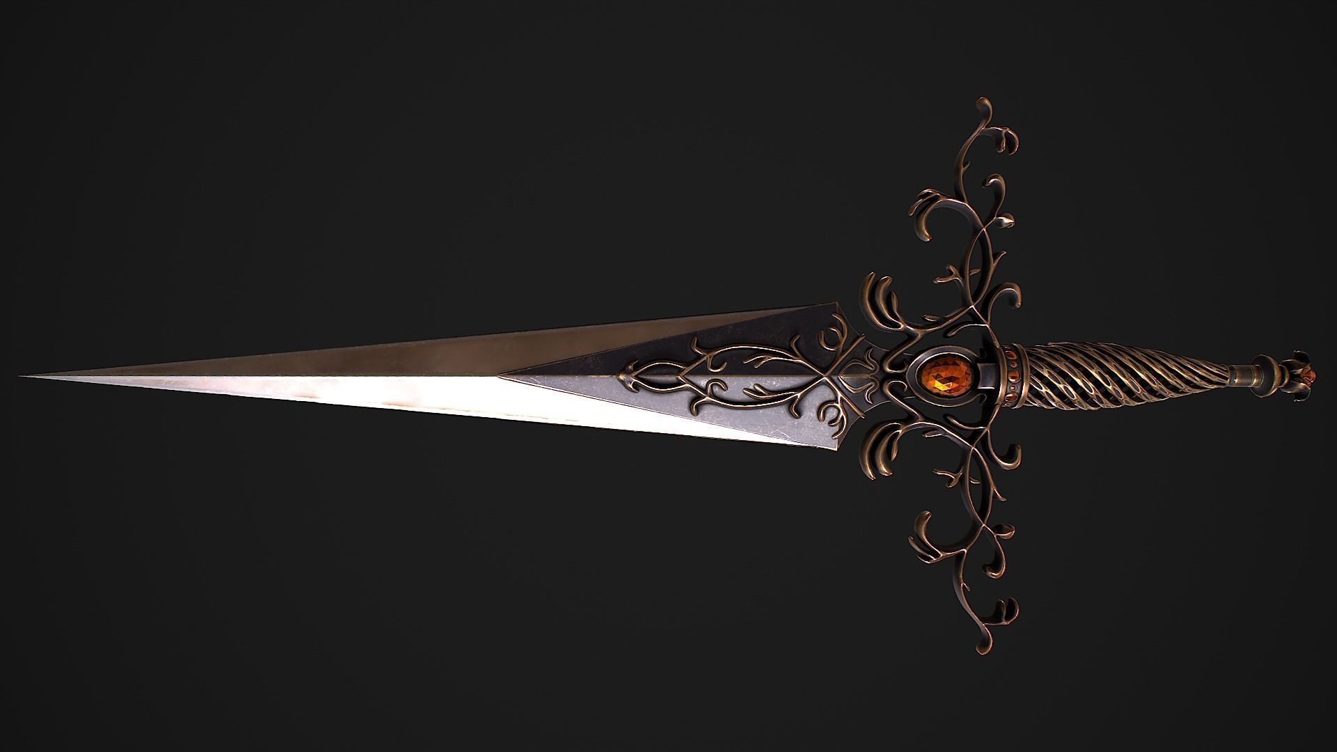 Fantasy Sword 27 With Scabbard 3D Model Low-poly 3D model_6