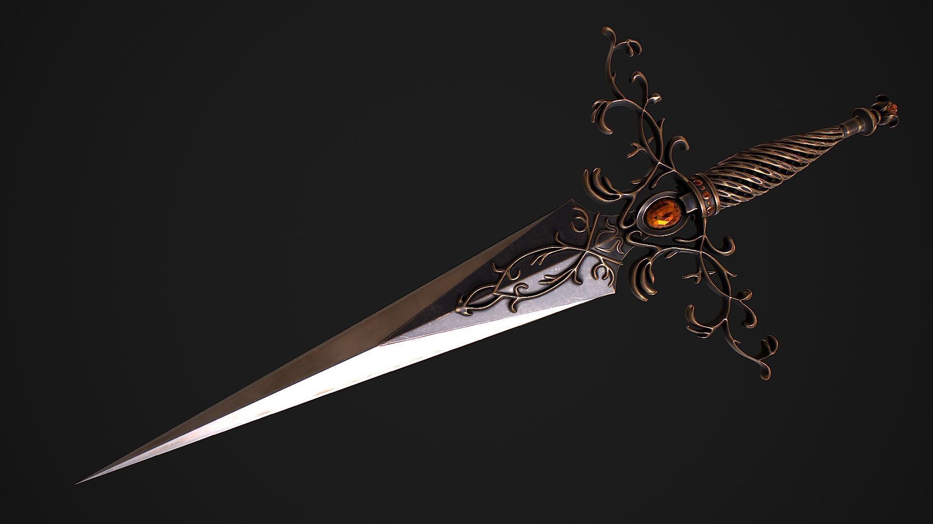 Fantasy Sword 27 With Scabbard 3D Model Low-poly 3D model_4