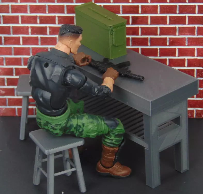 GI JOE Classified One 12 Workbench Stools Printable Diorama Prop 3D print model_0