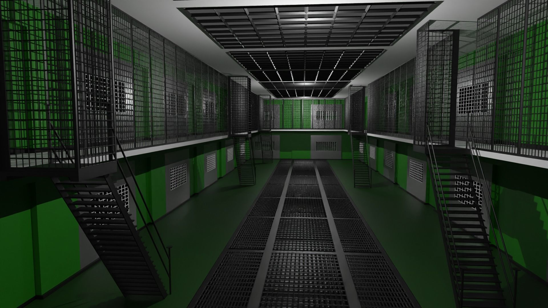 Prison Interior Low-poly 3D model_1
