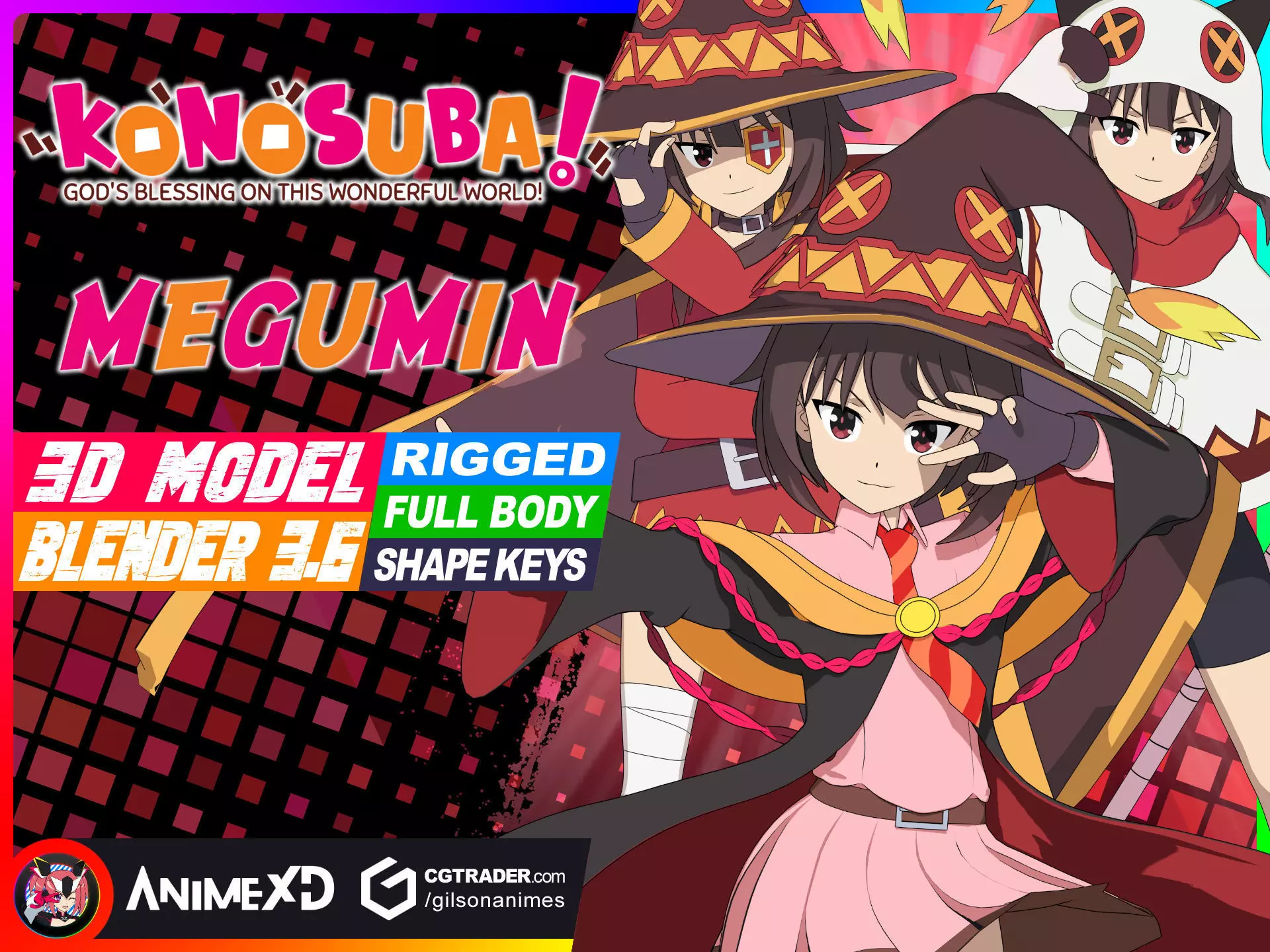 Pack Megumin - Konosuba - 3D Model Blender 3D model_0