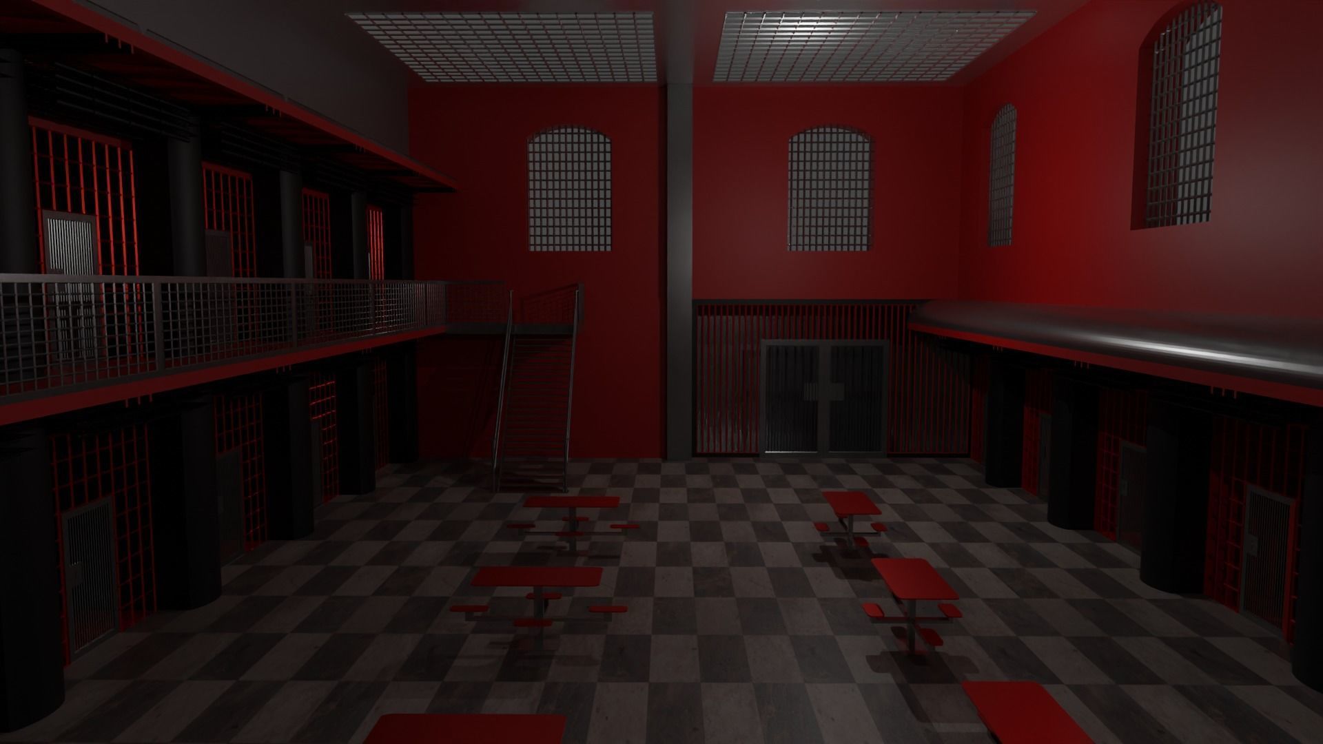Prison Interior Low-poly 3D model_1