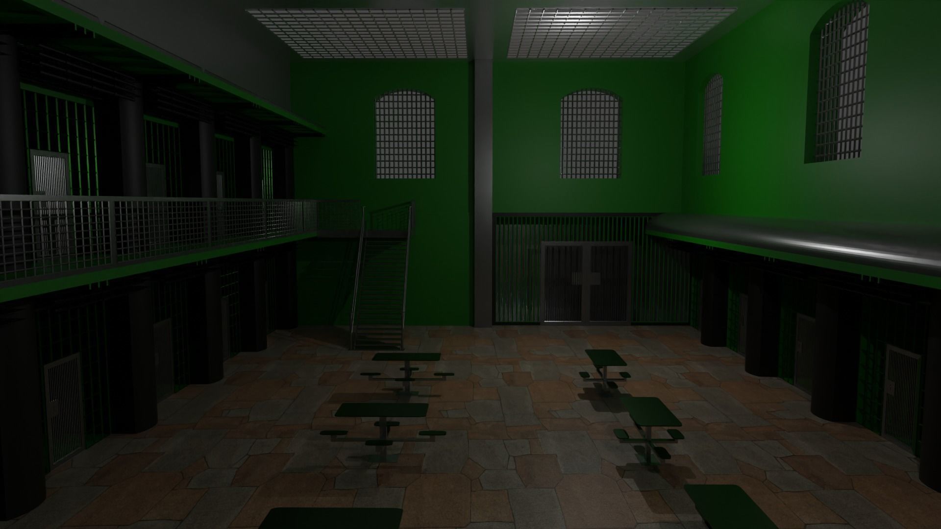 Prison Interior Low-poly 3D model_1
