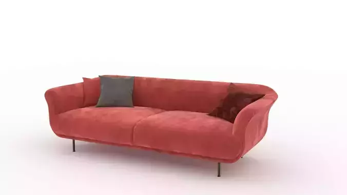 Red bench sofa 3ds model