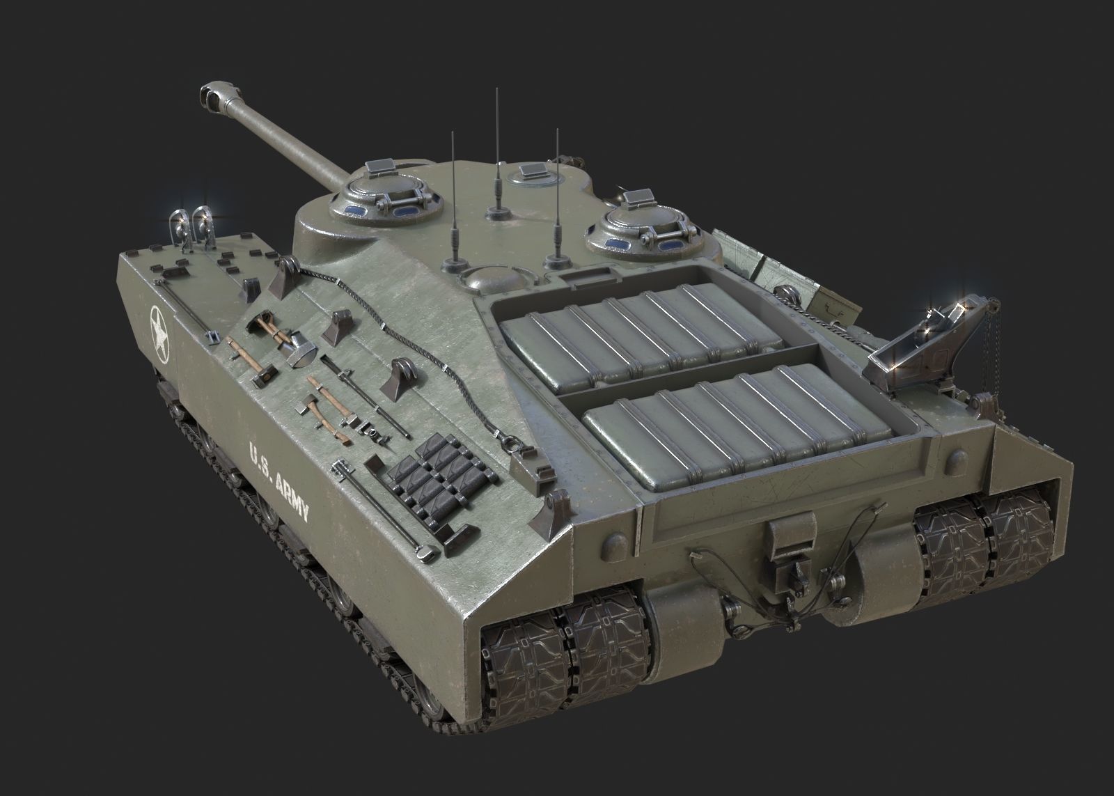 4 coatings of USA Army T28 Heavy Tank T95 Heavy Tank Low-poly 3D model_1