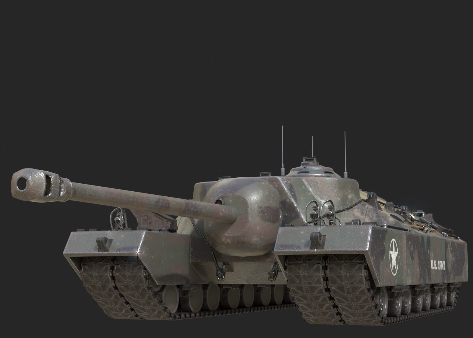 4 coatings of USA Army T28 Heavy Tank T95 Heavy Tank Low-poly 3D model_6