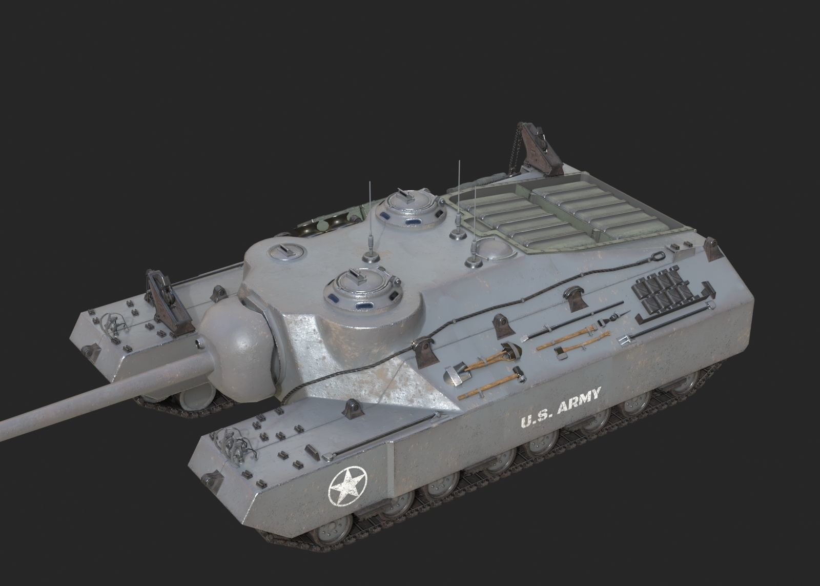 4 coatings of USA Army T28 Heavy Tank T95 Heavy Tank Low-poly 3D model_17