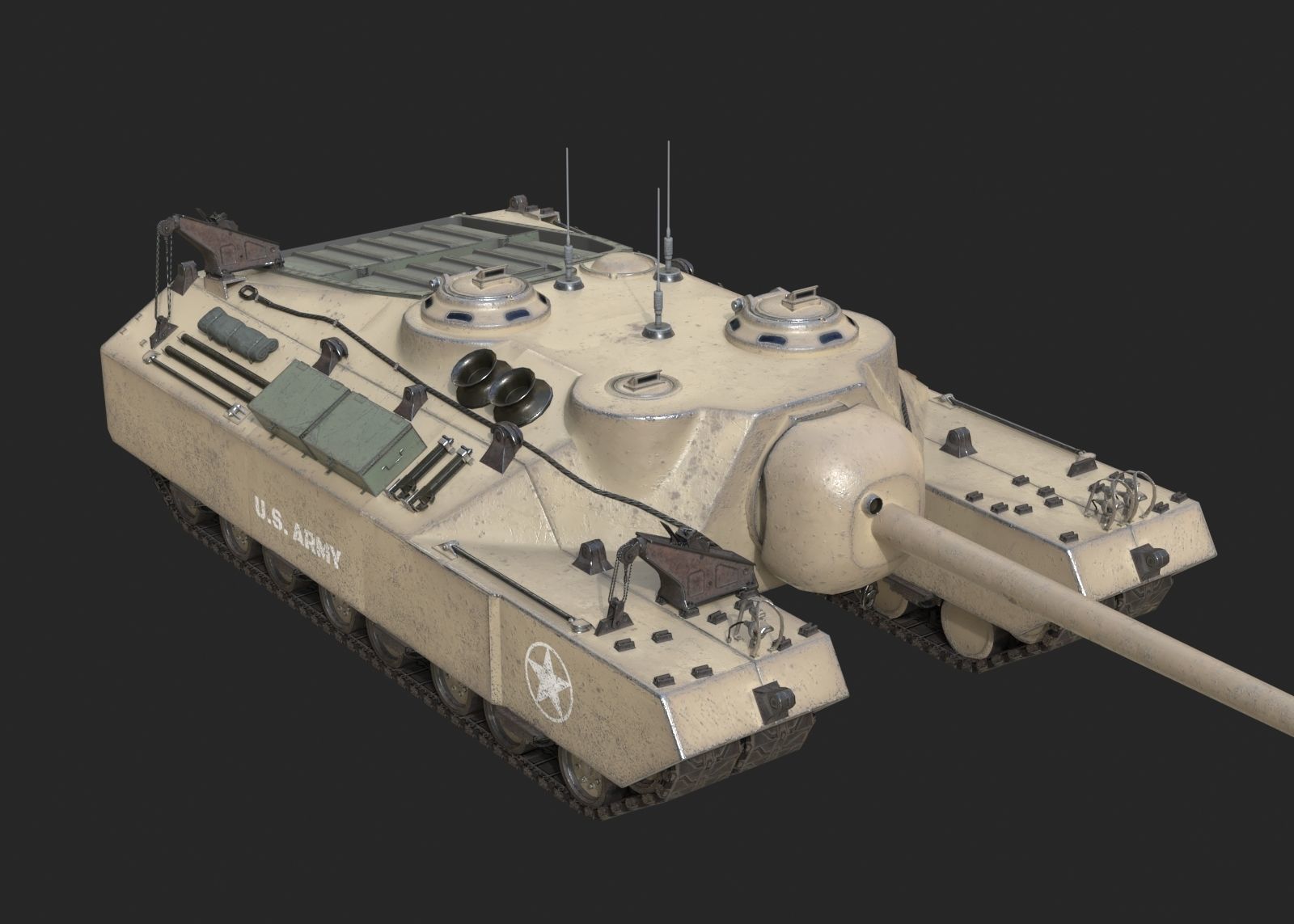 4 coatings of USA Army T28 Heavy Tank T95 Heavy Tank Low-poly 3D model_12