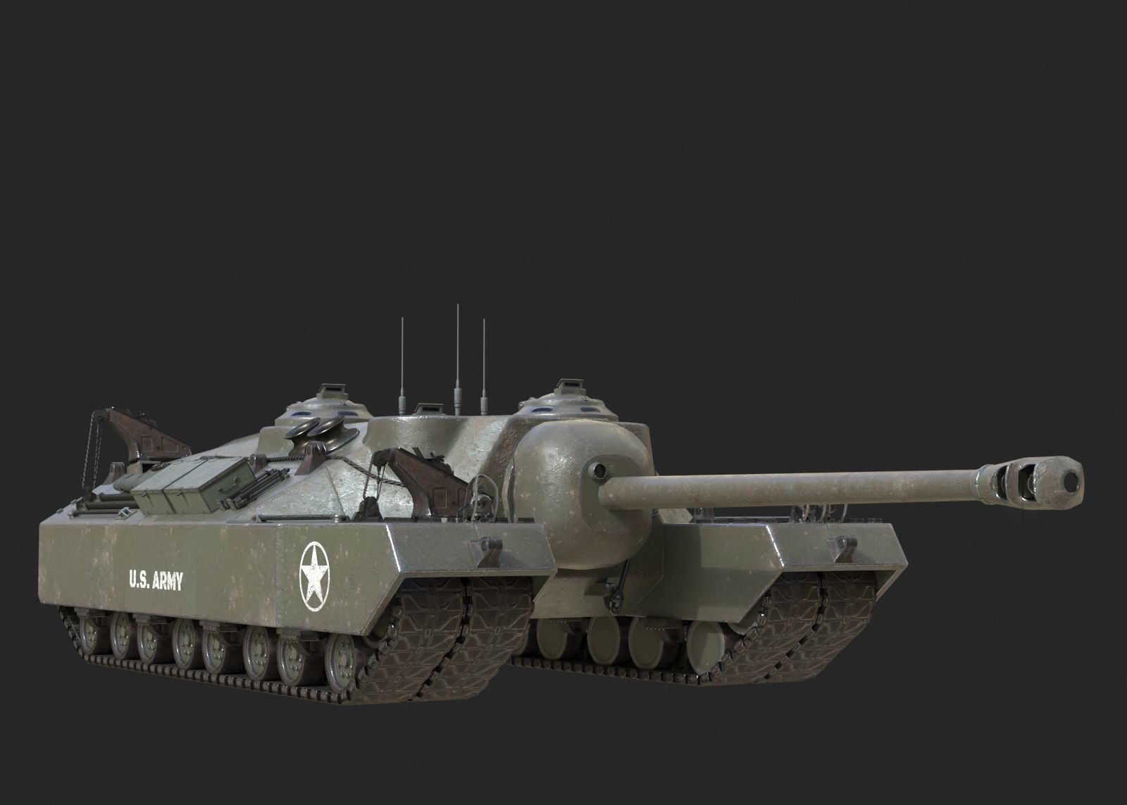 4 coatings of USA Army T28 Heavy Tank T95 Heavy Tank Low-poly 3D model_3