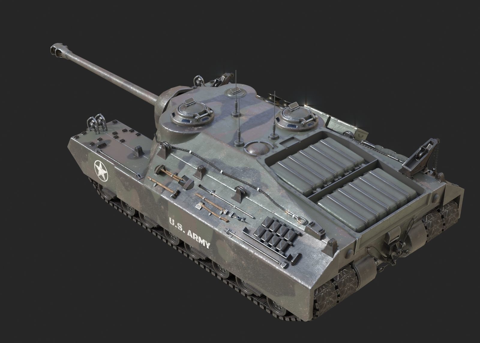 4 coatings of USA Army T28 Heavy Tank T95 Heavy Tank Low-poly 3D model_9