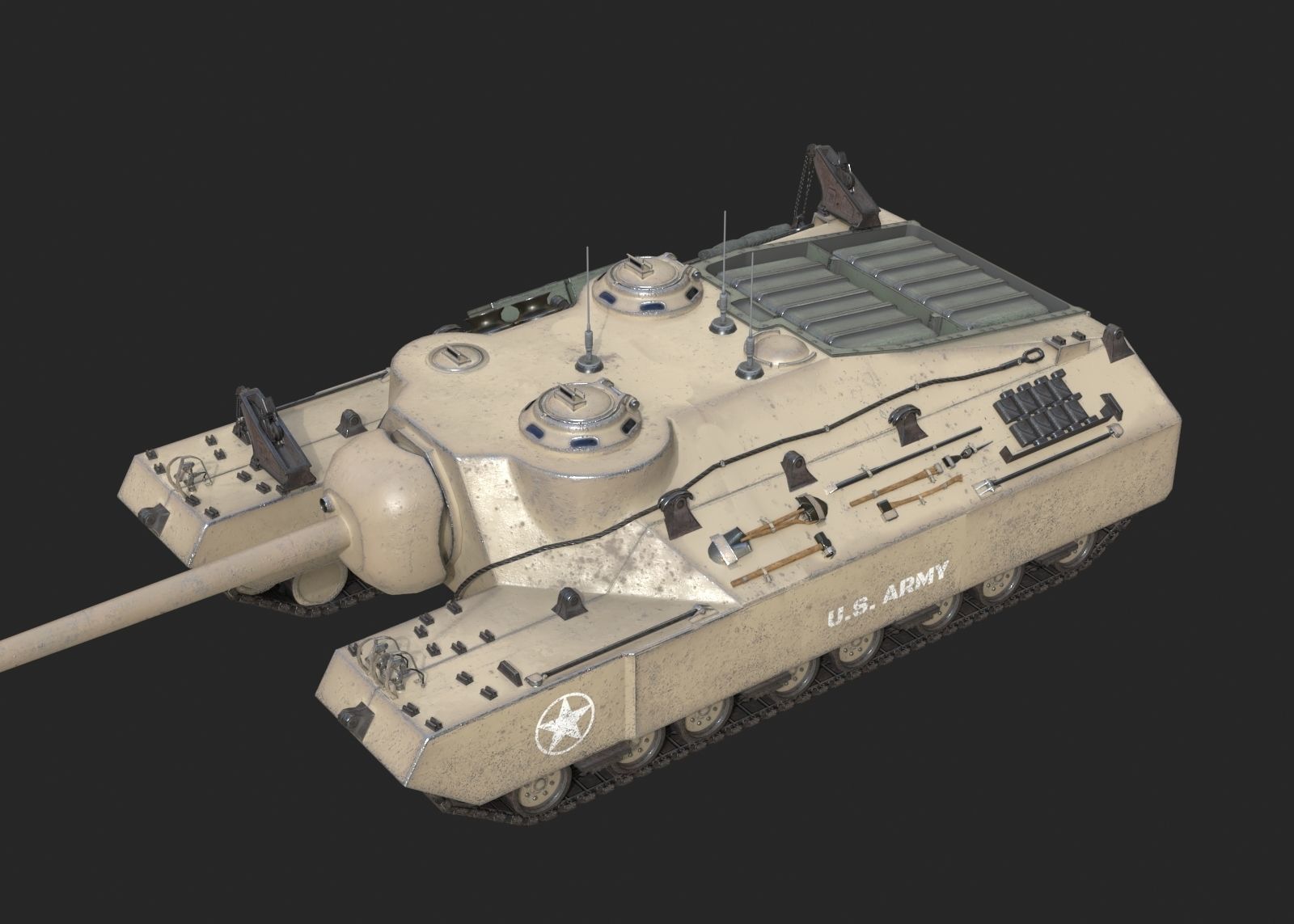 4 coatings of USA Army T28 Heavy Tank T95 Heavy Tank Low-poly 3D model_11