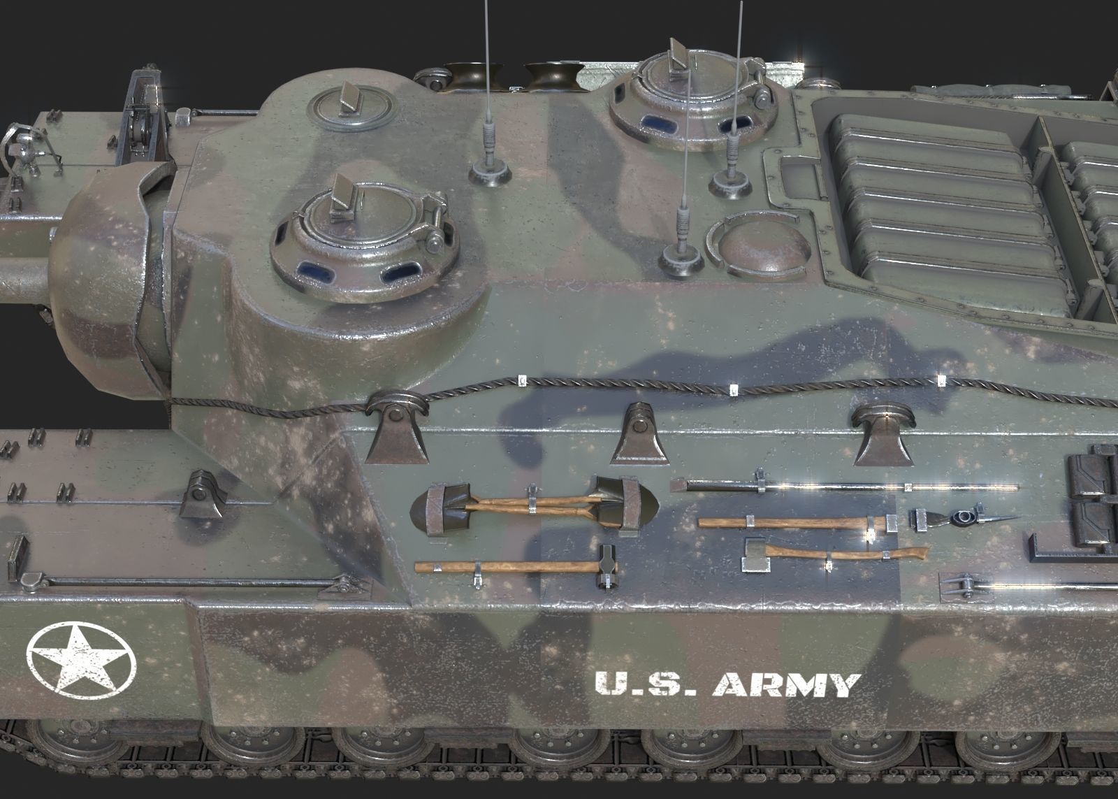 4 coatings of USA Army T28 Heavy Tank T95 Heavy Tank Low-poly 3D model_5
