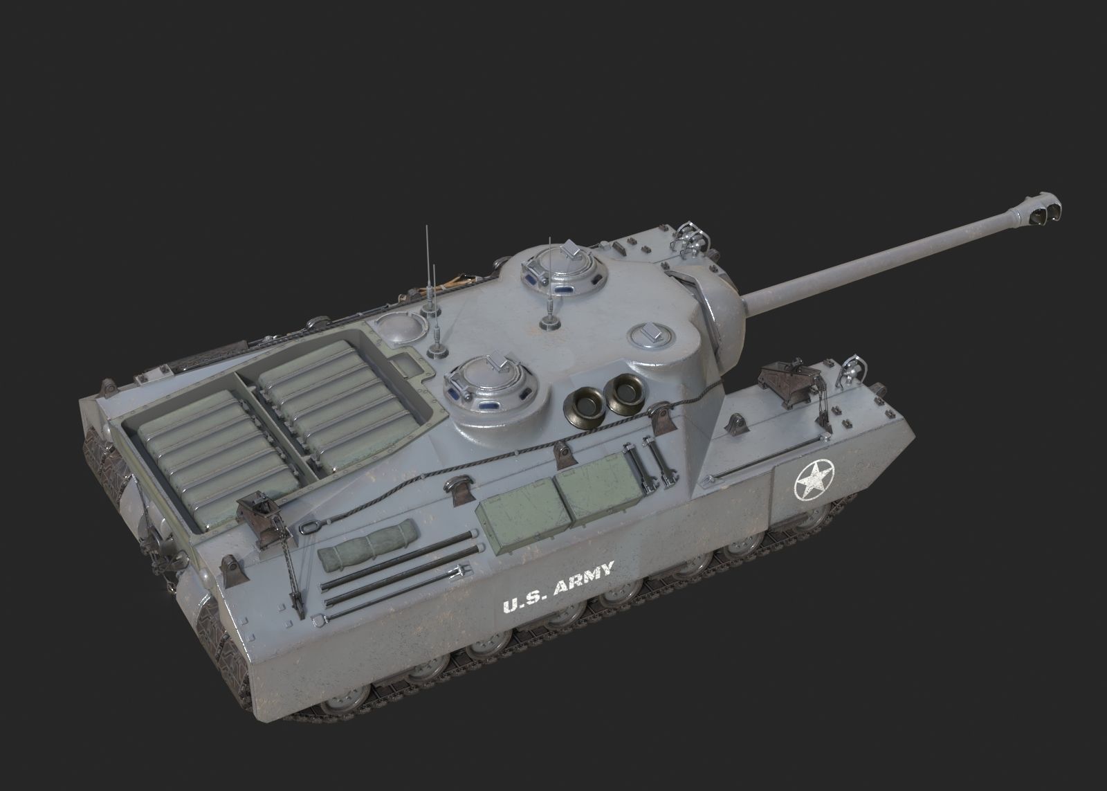 4 coatings of USA Army T28 Heavy Tank T95 Heavy Tank Low-poly 3D model_15