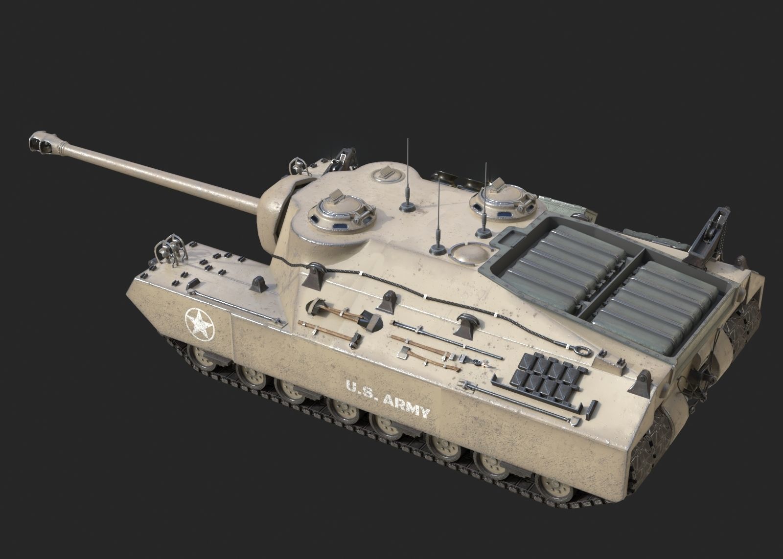 4 coatings of USA Army T28 Heavy Tank T95 Heavy Tank Low-poly 3D model_10
