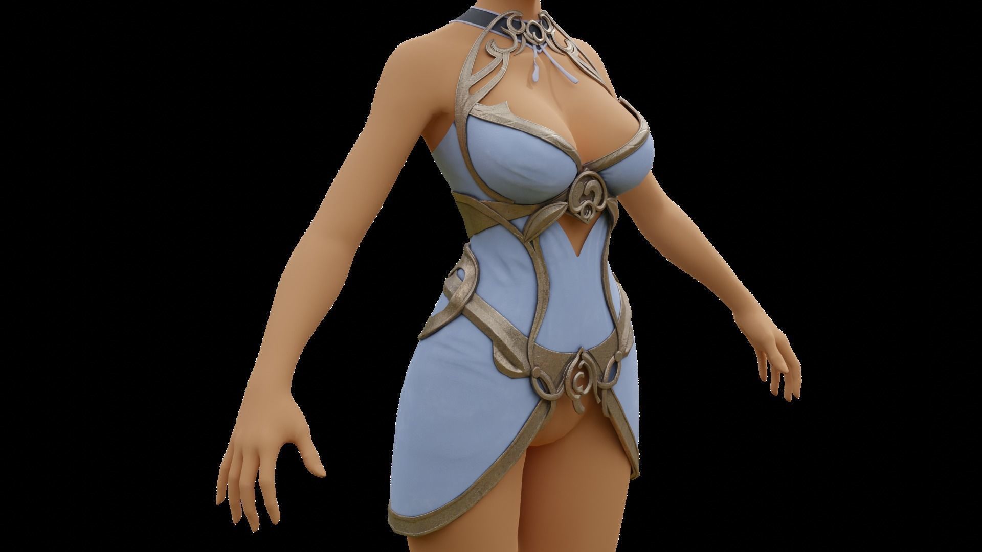 Angel Breast Armor Light female asset Low-poly 3D model_7