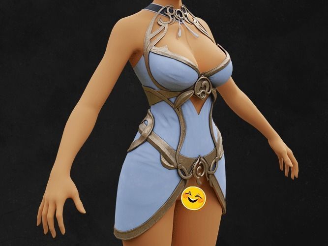 Angel Breast Armor Light female asset Low-poly 3D model_1