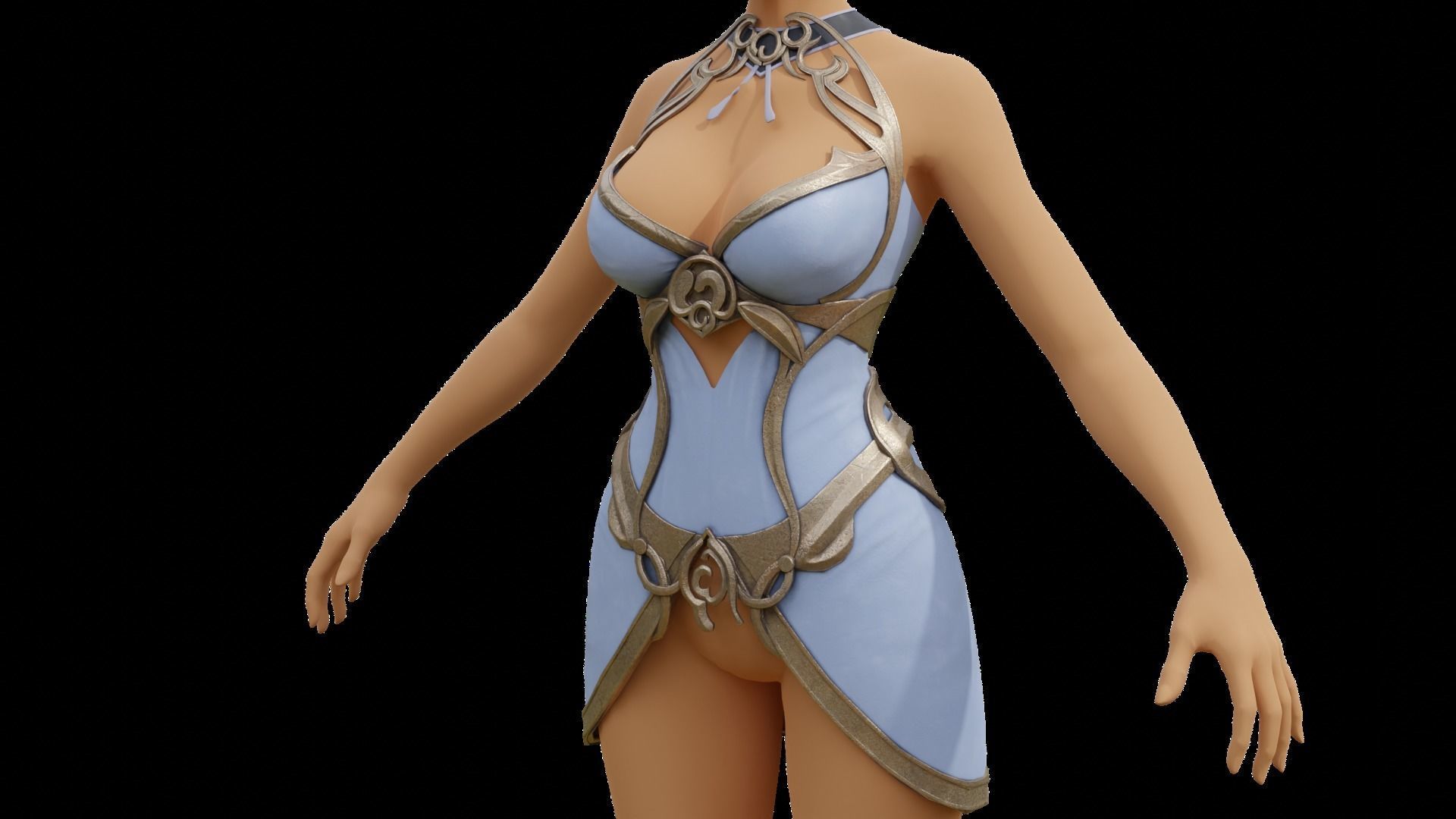 Angel Breast Armor Light female asset Low-poly 3D model_8