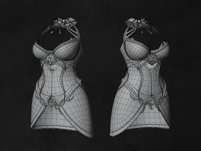 Angel Breast Armor Light female asset Low-poly 3D model_4