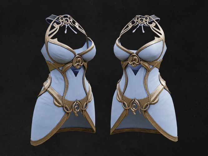 Angel Breast Armor Light female asset Low-poly 3D model_2