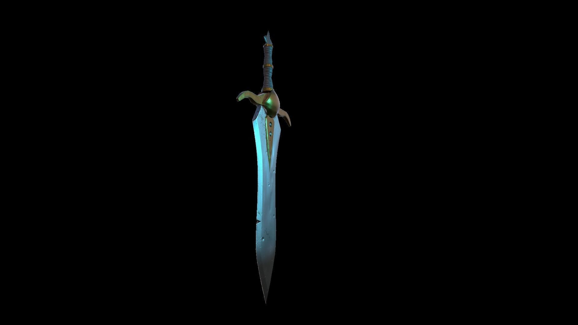 A MEDIEVAL GAMING SWORD Low-poly 3D model_16