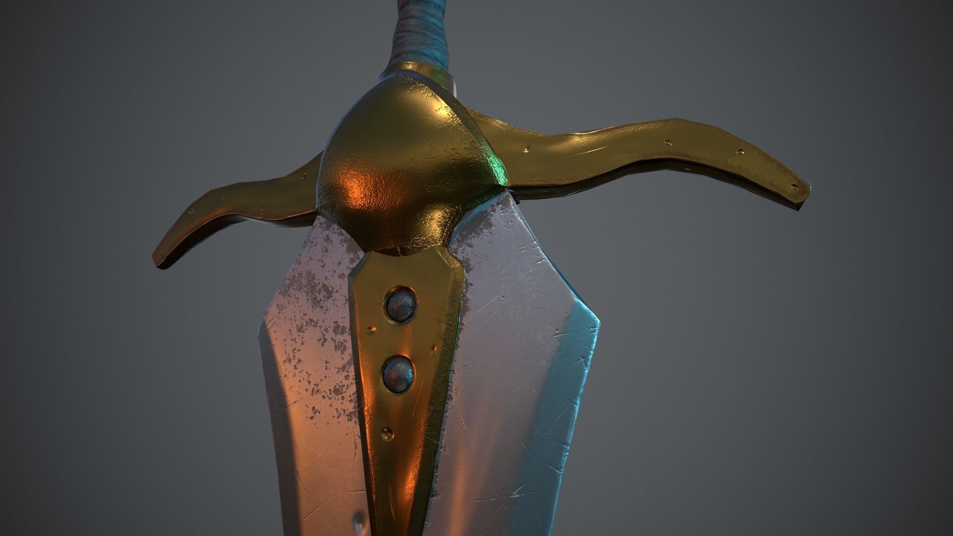 A MEDIEVAL GAMING SWORD Low-poly 3D model_8