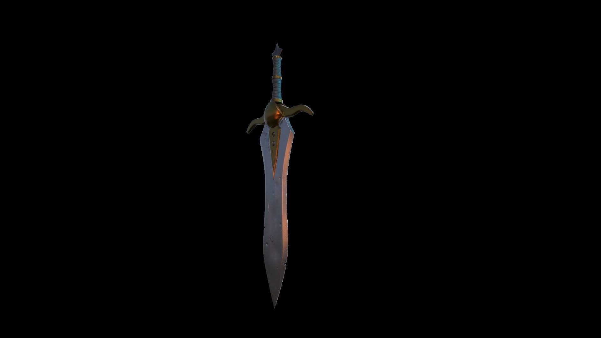 A MEDIEVAL GAMING SWORD Low-poly 3D model_33