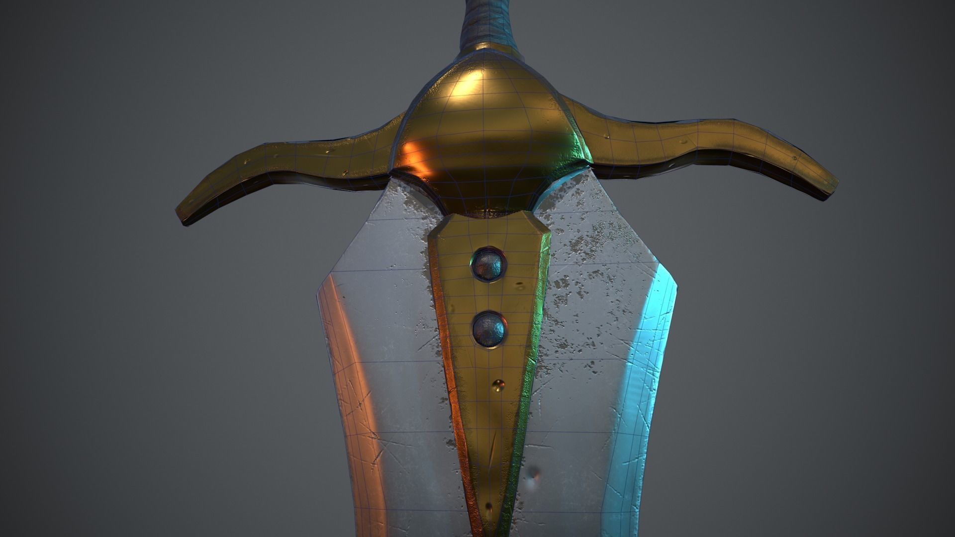 A MEDIEVAL GAMING SWORD Low-poly 3D model_11