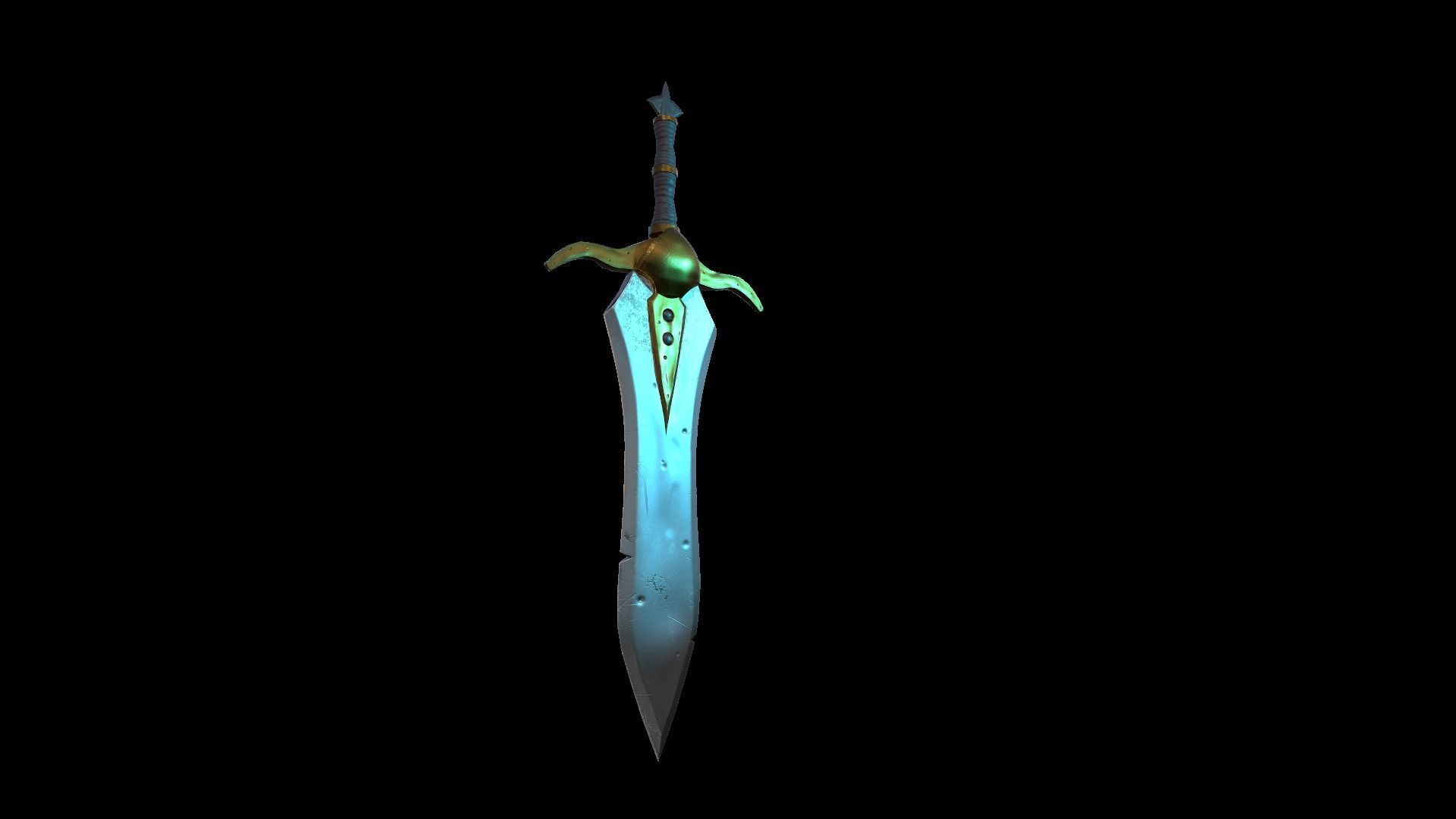 A MEDIEVAL GAMING SWORD Low-poly 3D model_15