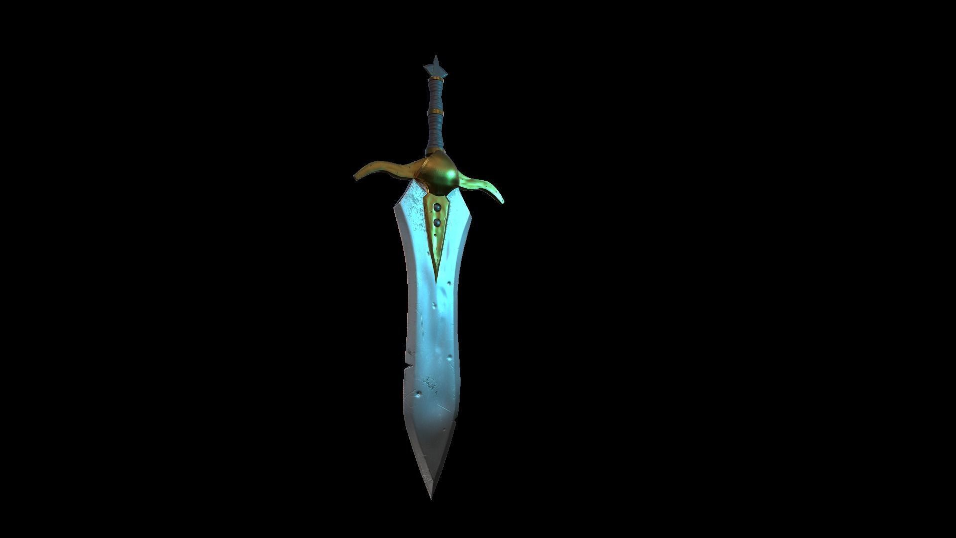 A MEDIEVAL GAMING SWORD Low-poly 3D model_14
