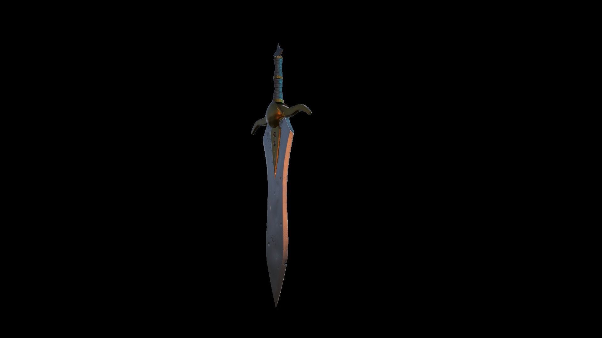 A MEDIEVAL GAMING SWORD Low-poly 3D model_32