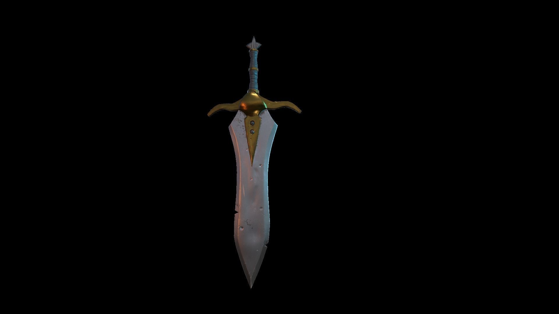 A MEDIEVAL GAMING SWORD Low-poly 3D model_12