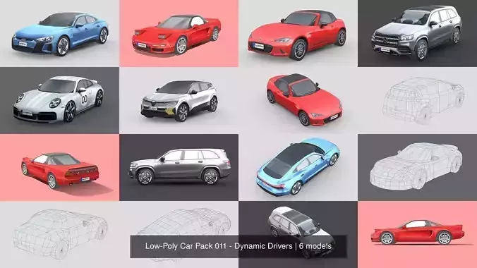 Low-Poly Car Pack 011 - Dynamic Drivers